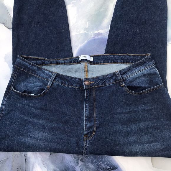 Rue 21 Womens Plus Size 24 Tapered Stretchy Denim Comfort Lightweight Blue Jeans - Picture 3 of 9